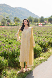 Farasha Summer Weaves Embroidered Lawn Unstitched 3Pc Suit - Yellow Daffodil