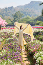 Farasha Summer Weaves Embroidered Lawn Unstitched 3Pc Suit - Yellow Daffodil