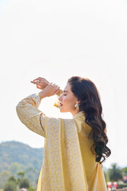 Farasha Summer Weaves Embroidered Lawn Unstitched 3Pc Suit - Yellow Daffodil