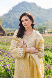 Farasha Summer Weaves Embroidered Lawn Unstitched 3Pc Suit - Yellow Daffodil