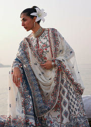 Hussain Rehar Kalabagh Unstitched Embroidered Lawn 3Pc Suit - Yuki
