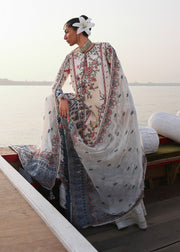 Hussain Rehar Kalabagh Unstitched Embroidered Lawn 3Pc Suit - Yuki