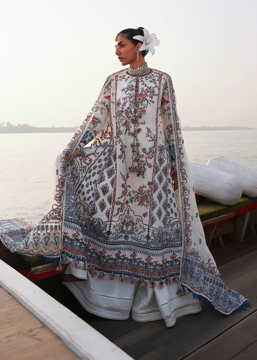 Hussain Rehar Kalabagh Unstitched Embroidered Lawn 3Pc Suit - Yuki