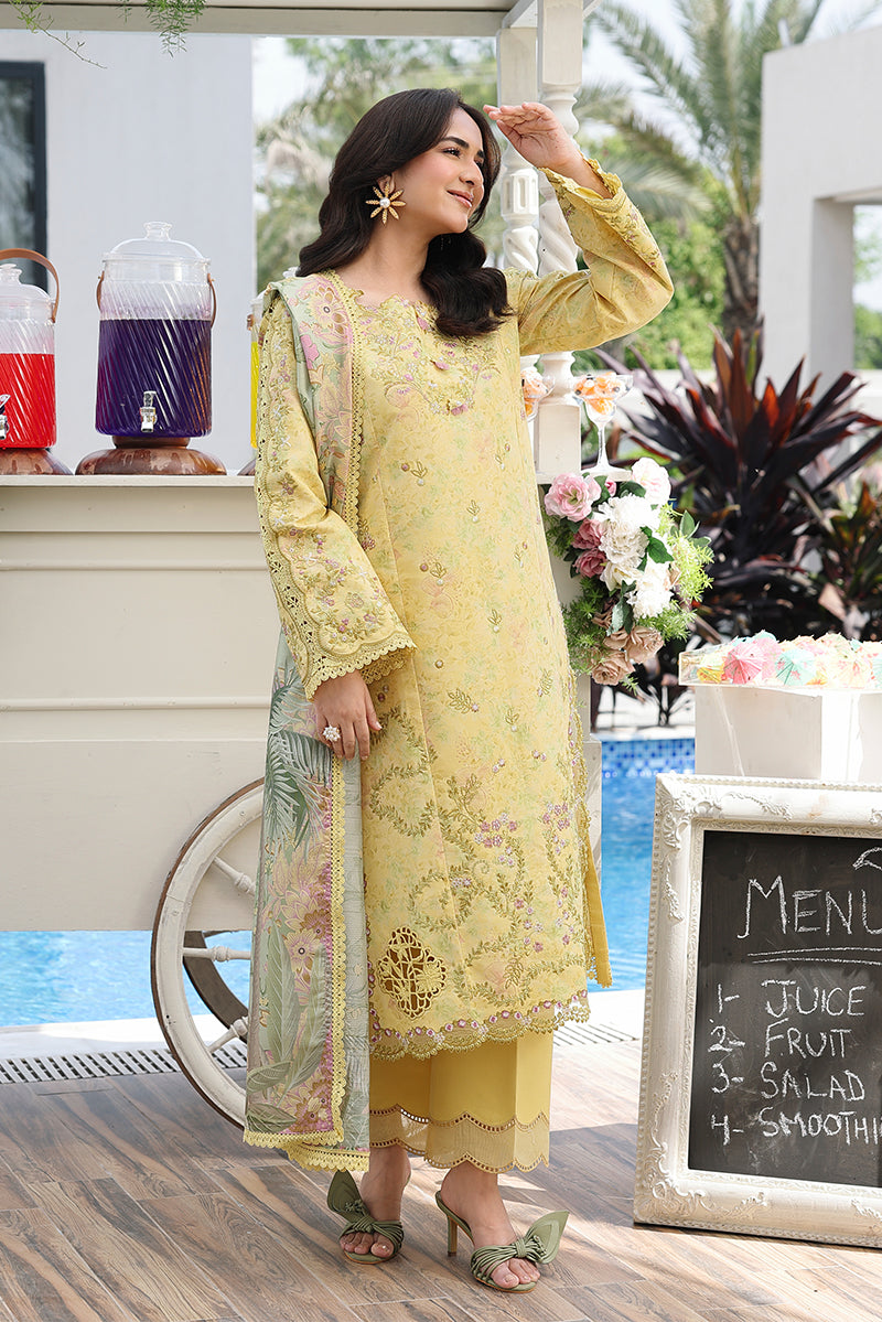 Rang Rasiya Florence Festive Embroidered Lawn Unstitched 3Pc Suit - YUMNA