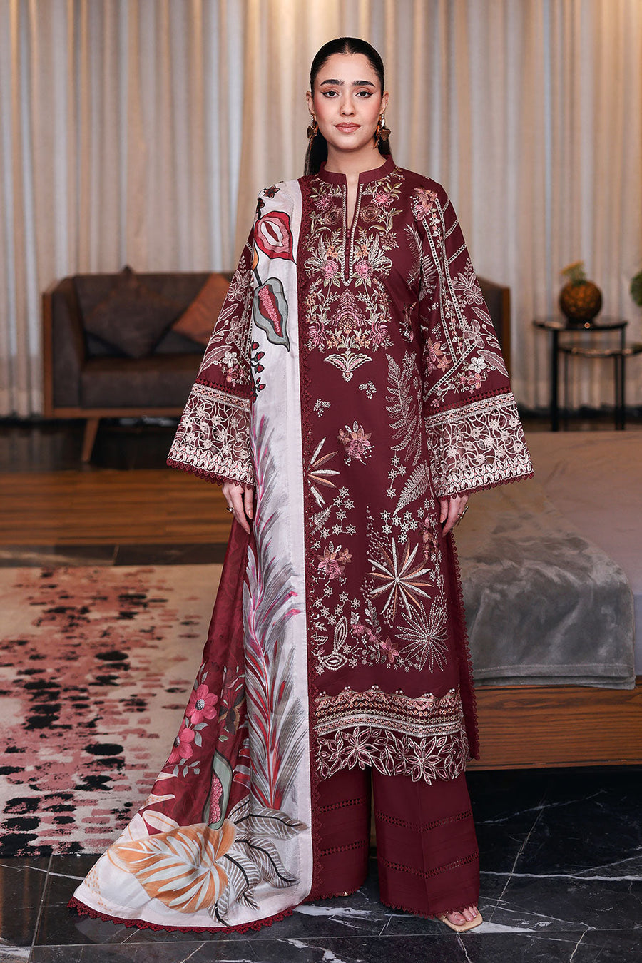 Ramsha Andaaz Vol-14 Embroidered Luxury Lawn Unstitched 3Pc Suit Z-1406