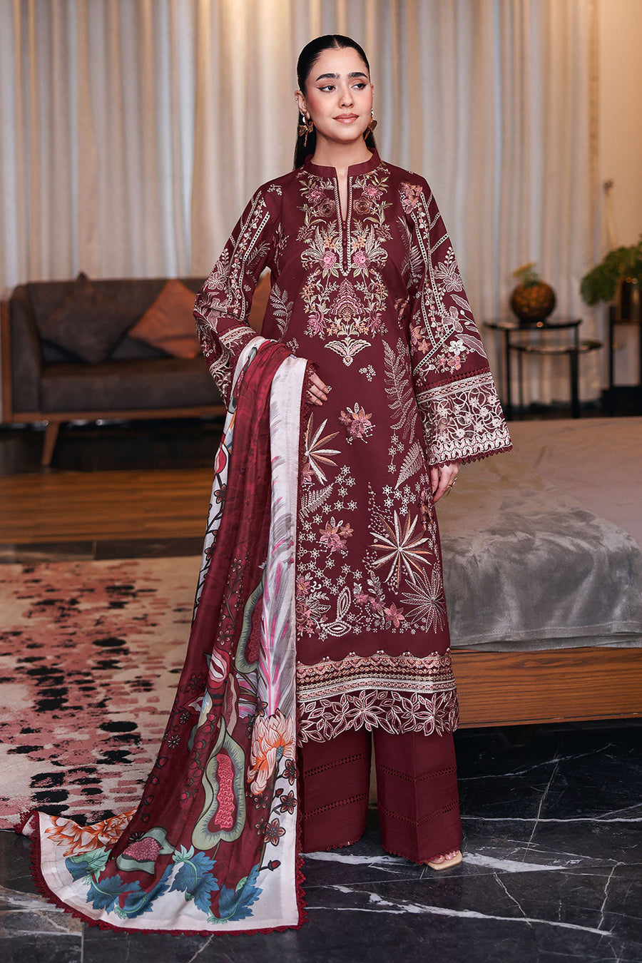 Ramsha Andaaz Vol-14 Embroidered Luxury Lawn Unstitched 3Pc Suit Z-1406