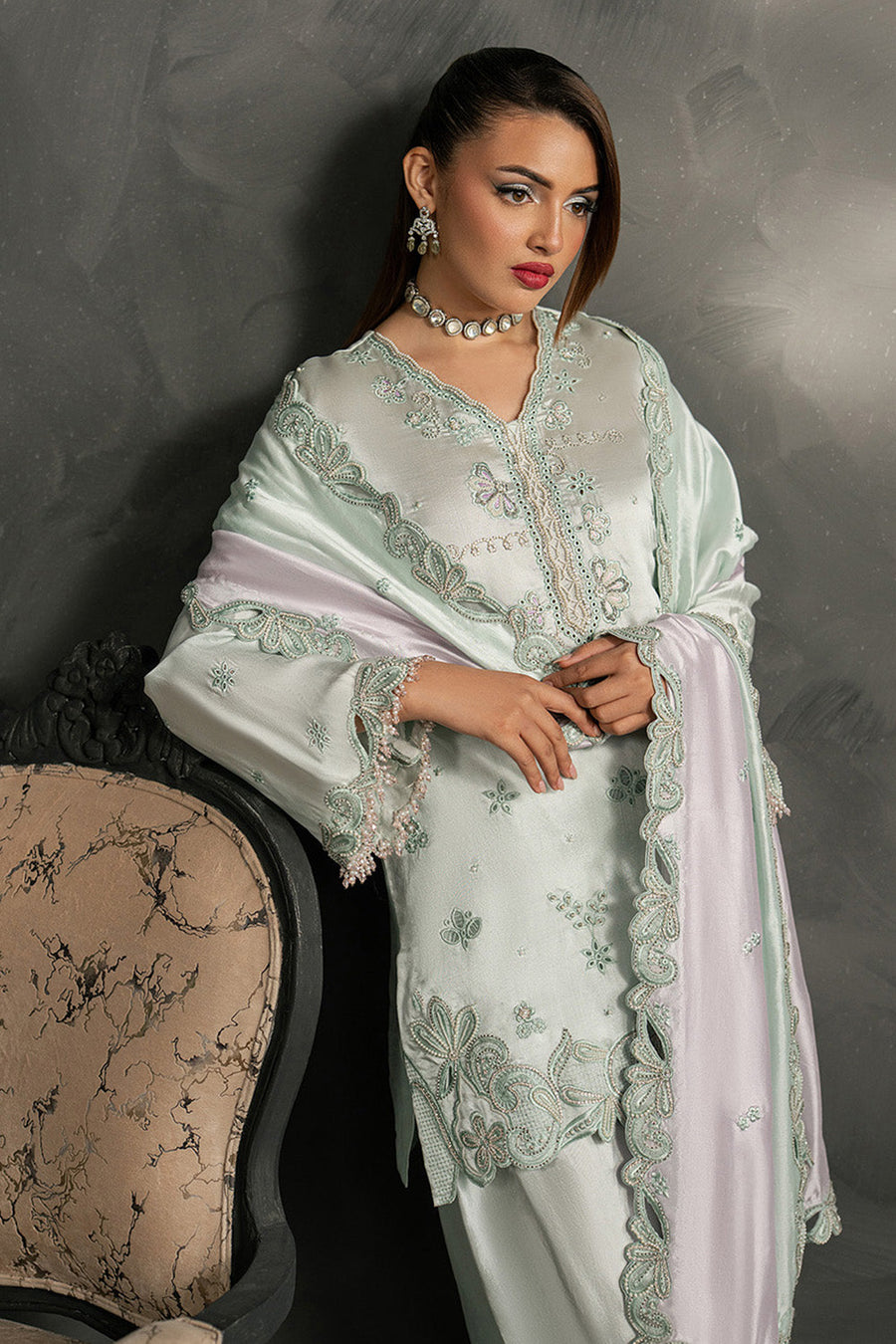 Zariya Anahira Ready to Wear Silk Organza 3Pc Suit ZB50080 ZAHIRA