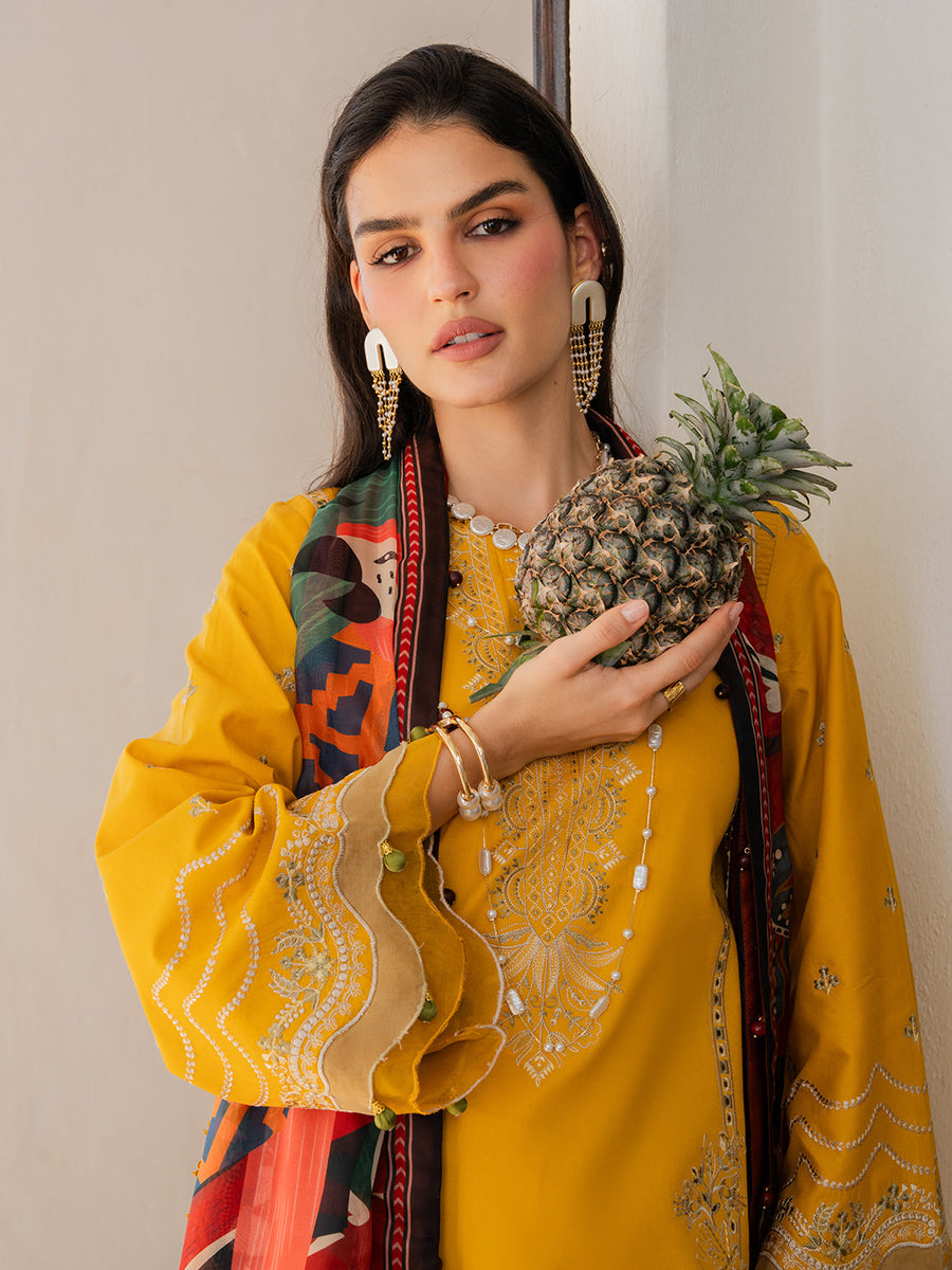 Dareen by IZEL Embroidered Luxury Lawn Unstitched 3Pc Suit - Zareen
