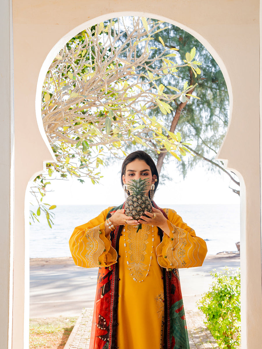 Dareen by IZEL Embroidered Luxury Lawn Unstitched 3Pc Suit - Zareen
