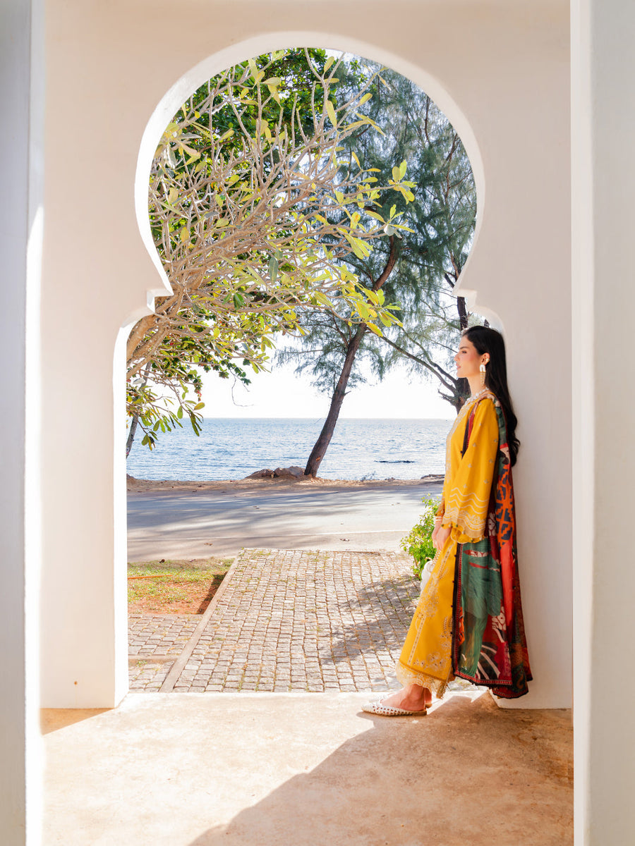 Dareen by IZEL Embroidered Luxury Lawn Unstitched 3Pc Suit - Zareen