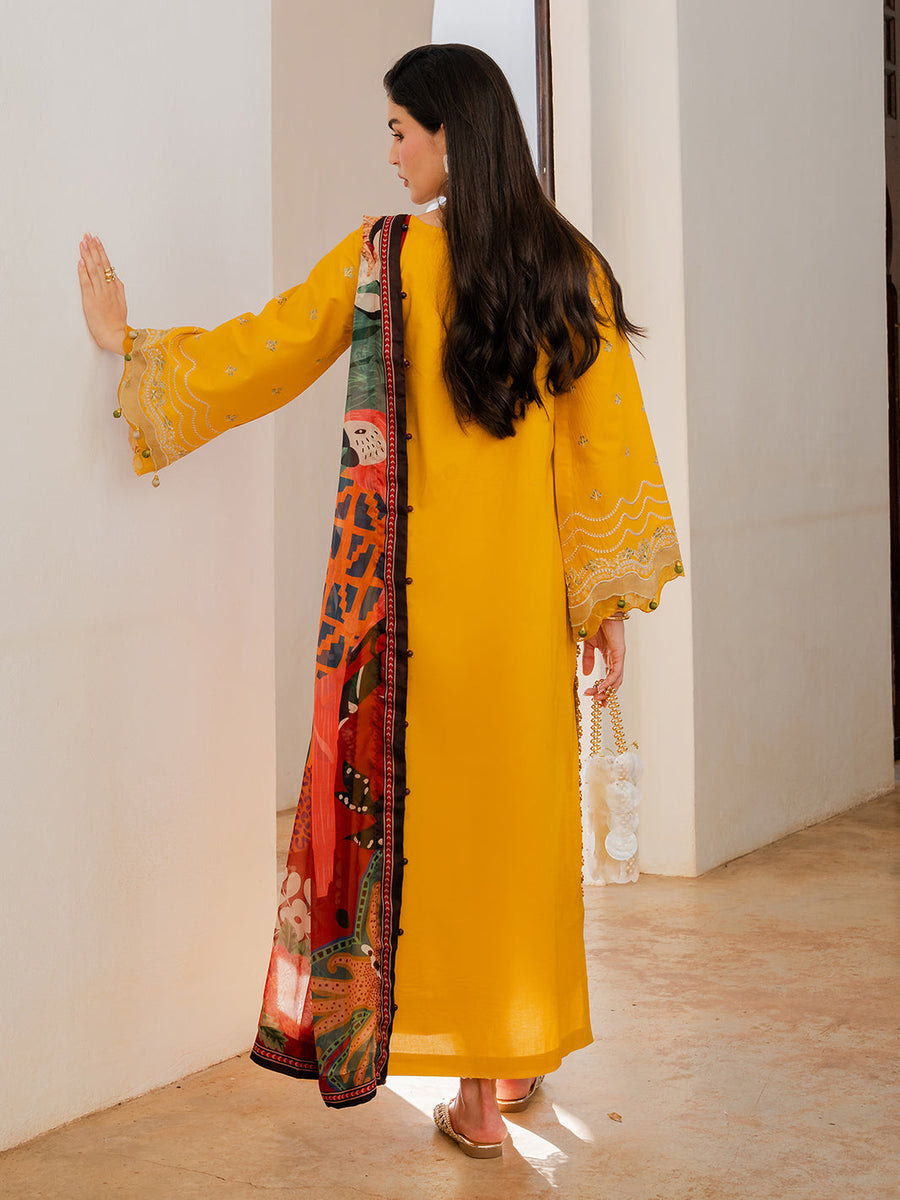 Dareen by IZEL Embroidered Luxury Lawn Unstitched 3Pc Suit - Zareen