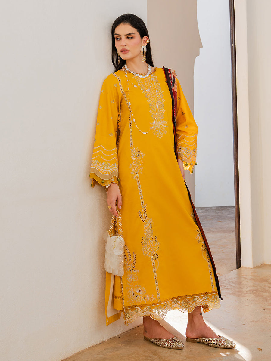 Dareen by IZEL Embroidered Luxury Lawn Unstitched 3Pc Suit - Zareen