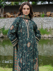 Faiza Faisal Hoor Embroidered Karandi Unstitched 3Pc Suit - ZAREYA