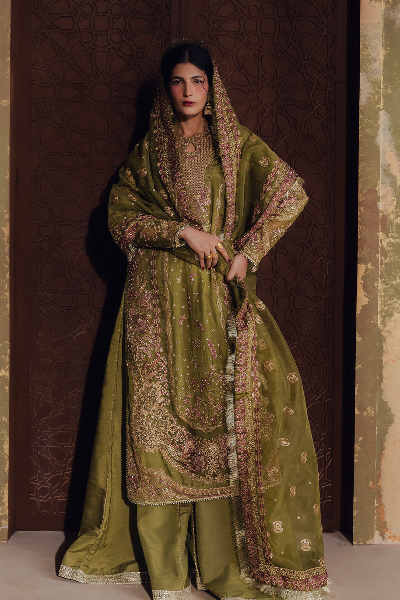 Zarposh Jahanara Festive Embroidered Raw Silk Unstitched 3Pc Suit - ZARMINA