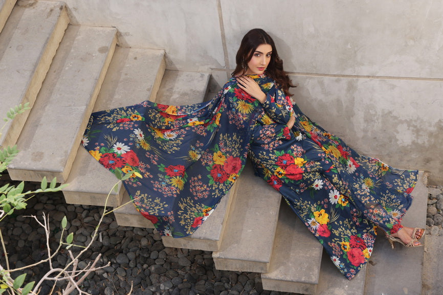 Feathers Whisper Winds Unstitched Printed Lawn 3Pc Suit ZARWYN-FT487