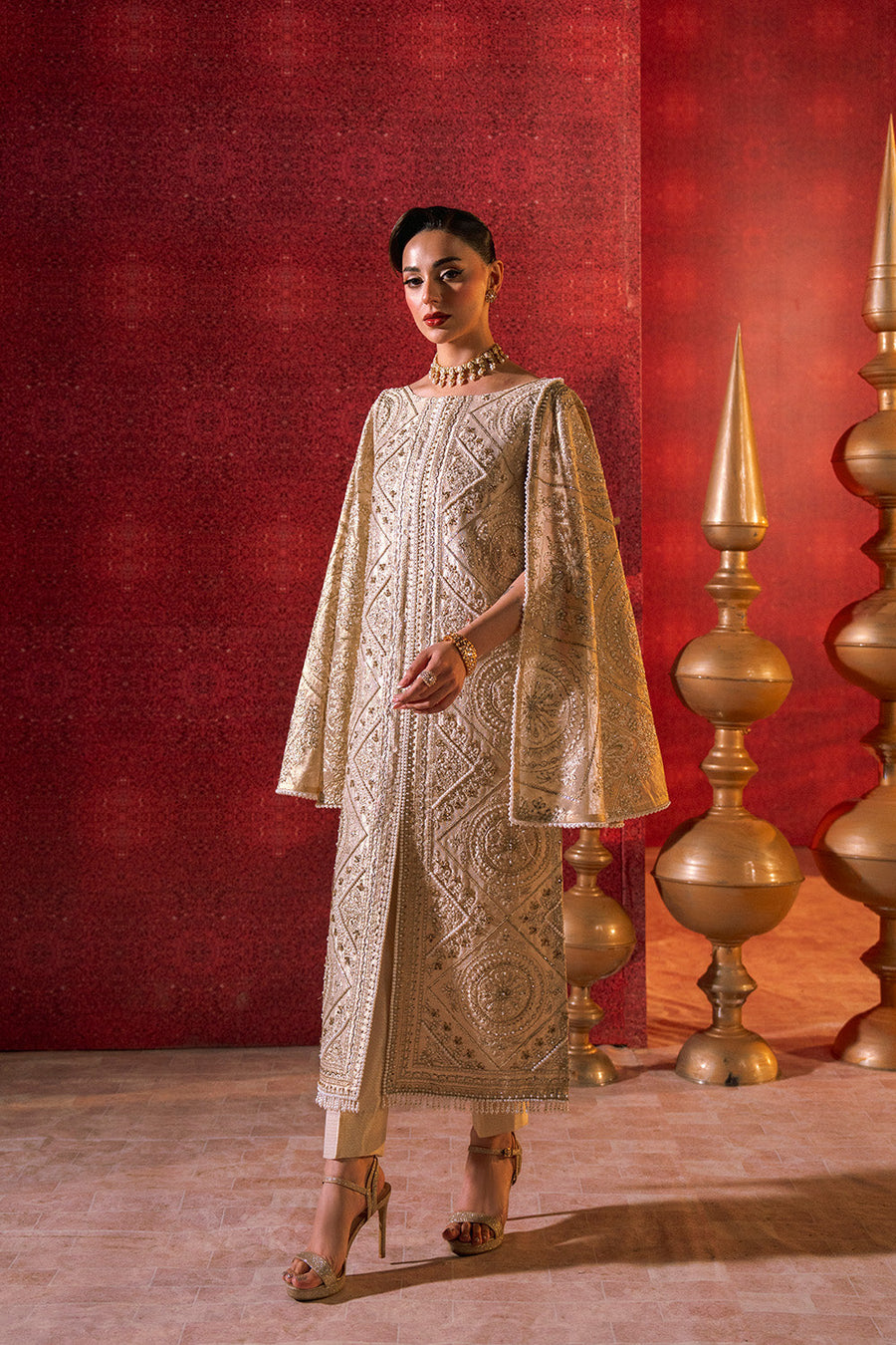 Zariya Zarnima Gold Lama Unstitched 3Pc Suit ZB5S045 ZAYLIN