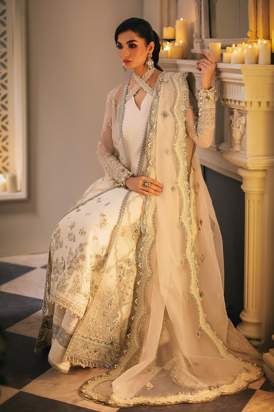 Gossamer by Zaha Embroidered Organza Unstitched 3Pc Suit ZC24-02 Leiyn