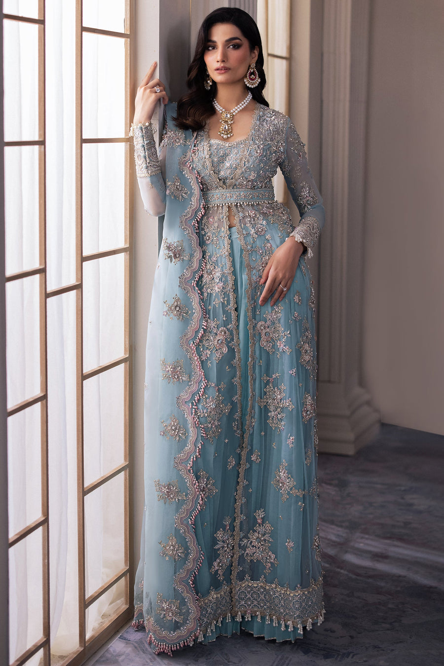 Gossamer by Zaha Embroidered Organza Unstitched 3Pc Suit ZC24-04 Kiana