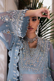 Gossamer by Zaha Embroidered Organza Unstitched 3Pc Suit ZC24-07 Azura