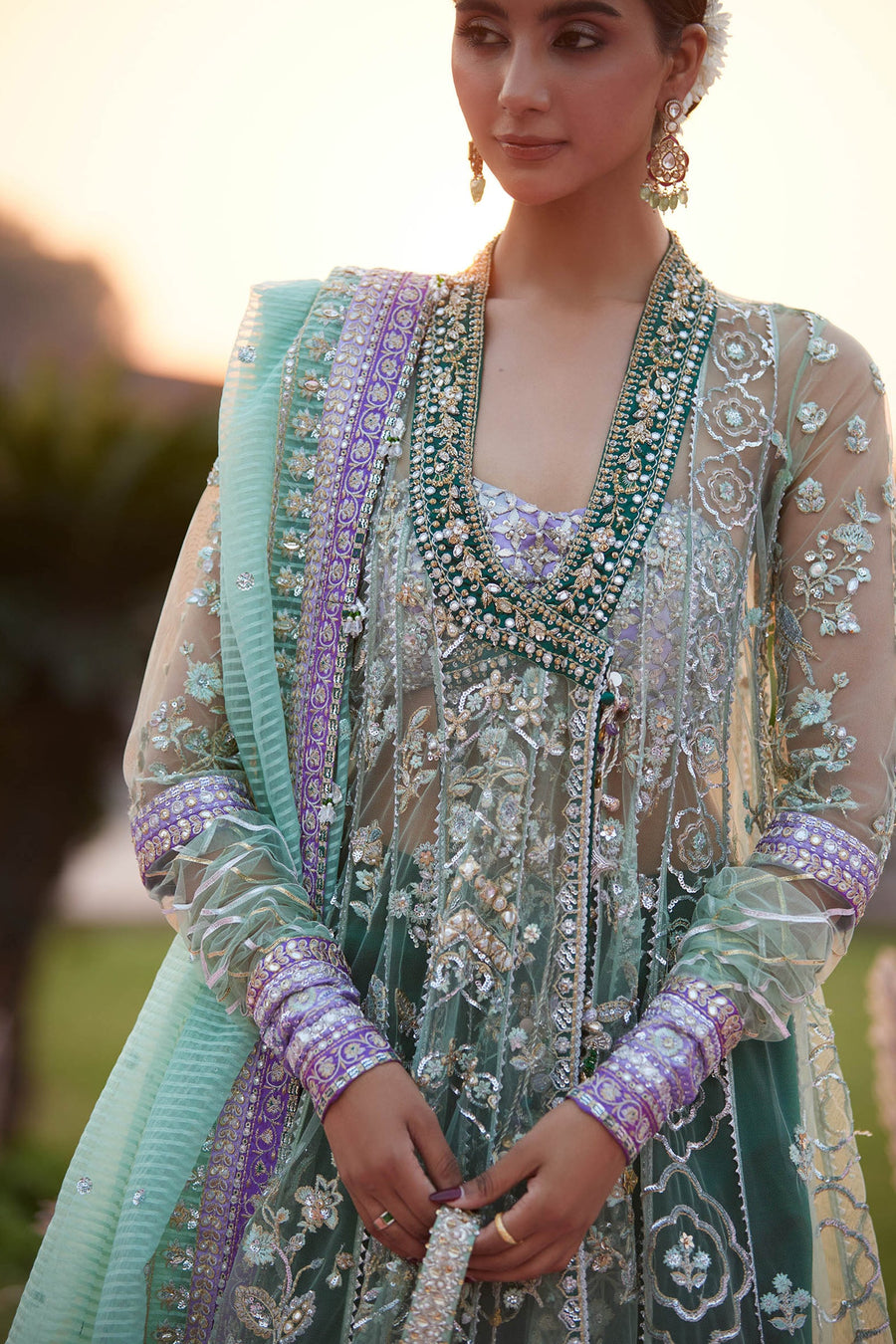 Gossamer by Zaha Wedding Festive Unstitched Dress ZC25-03 ZARQAH-E-PISTACHIO