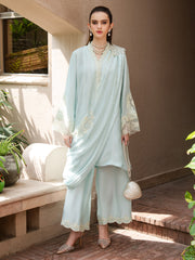 Faiza Faisal Signature Pret Dyed Embroidered Raw Silk 3Pc Suit - ZEB