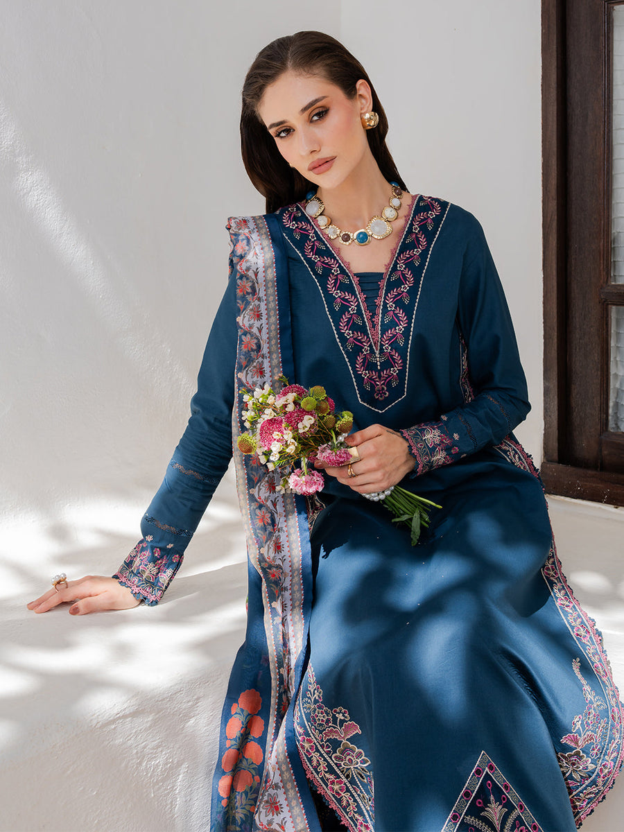 Dareen by IZEL Embroidered Luxury Lawn Unstitched 3Pc Suit - Zeenat