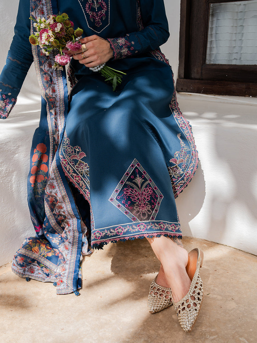 Dareen by IZEL Embroidered Luxury Lawn Unstitched 3Pc Suit - Zeenat