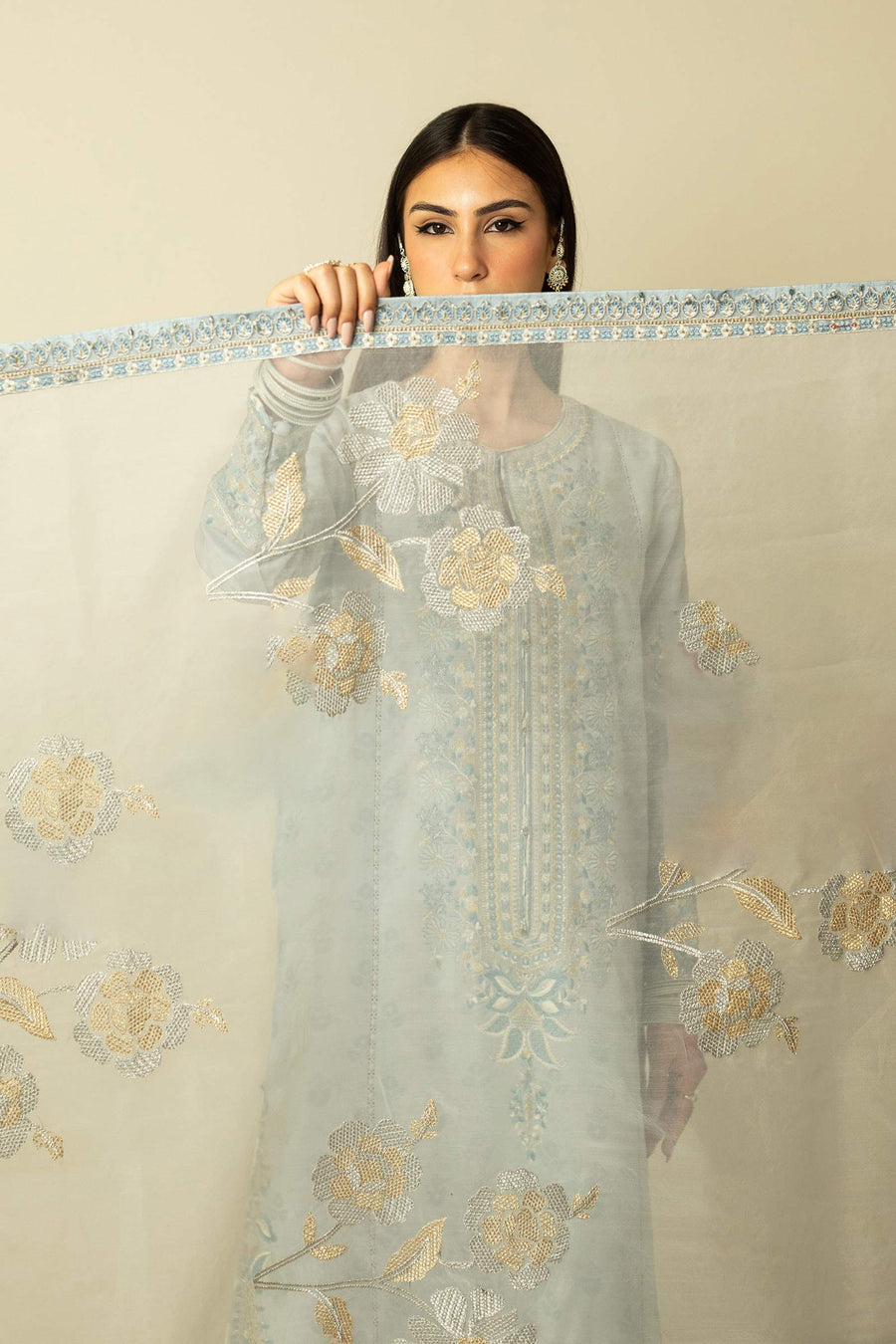 Zara Shahjahan Embroidered Lawn Unstitched 3 Piece Suit ZEL23-D01