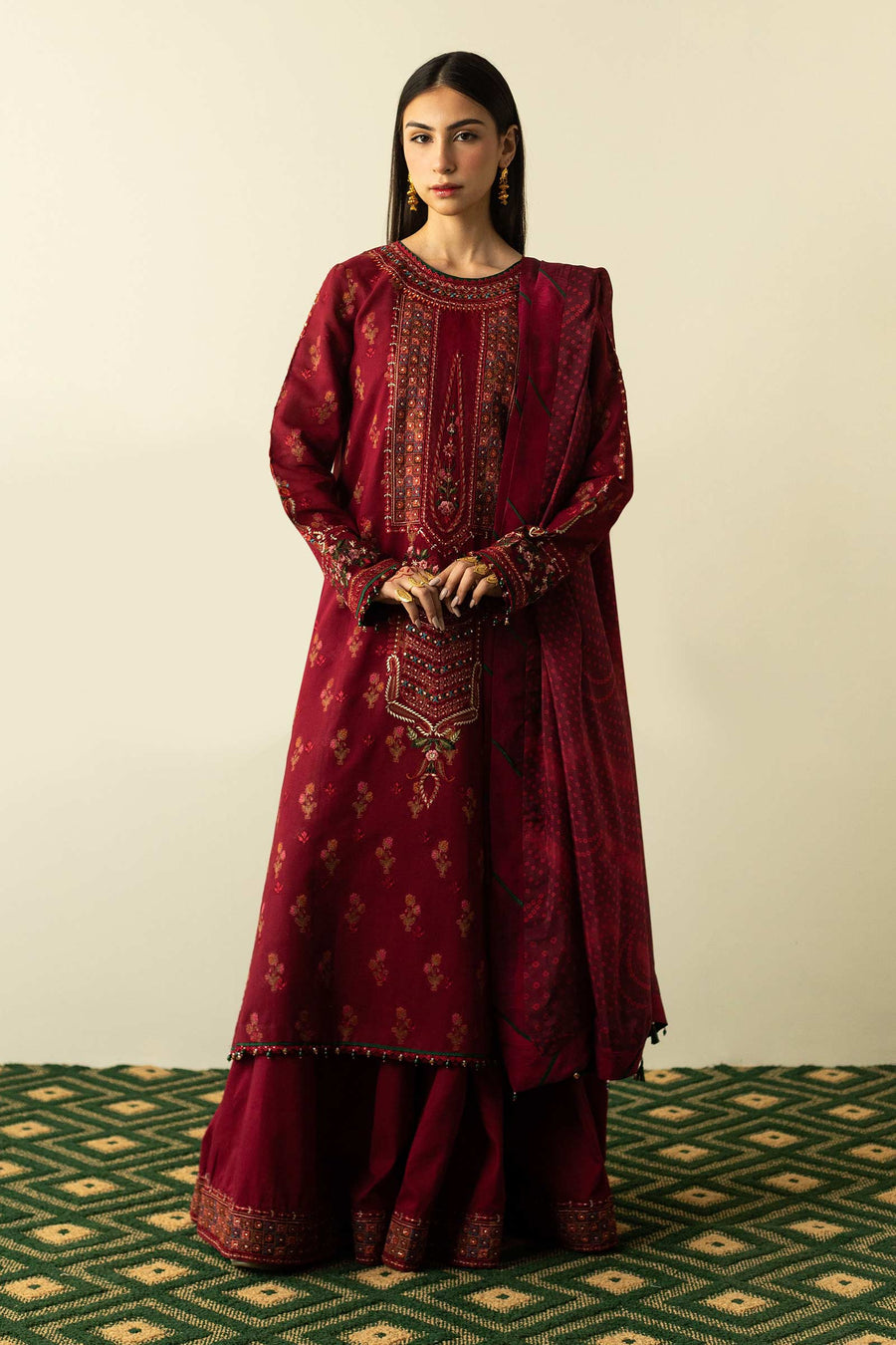 Zara Shahjahan Embroidered Lawn Unstitched 3 Piece Suit ZEL23-D06