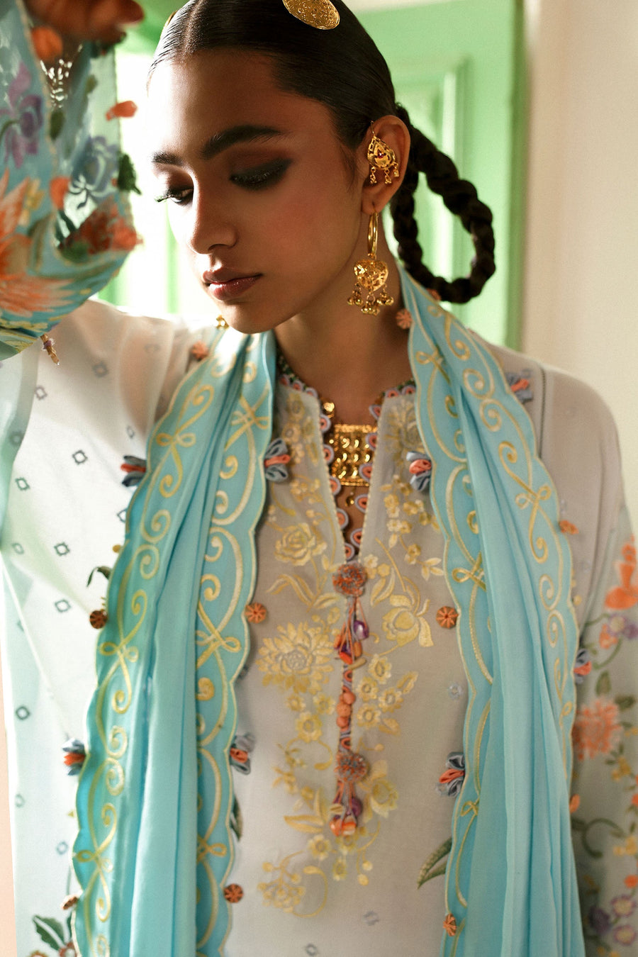 ZAHA Festive Embroidered Lawn Unstitched 3Pc Suit ZF-25-03 SHEHRBANO