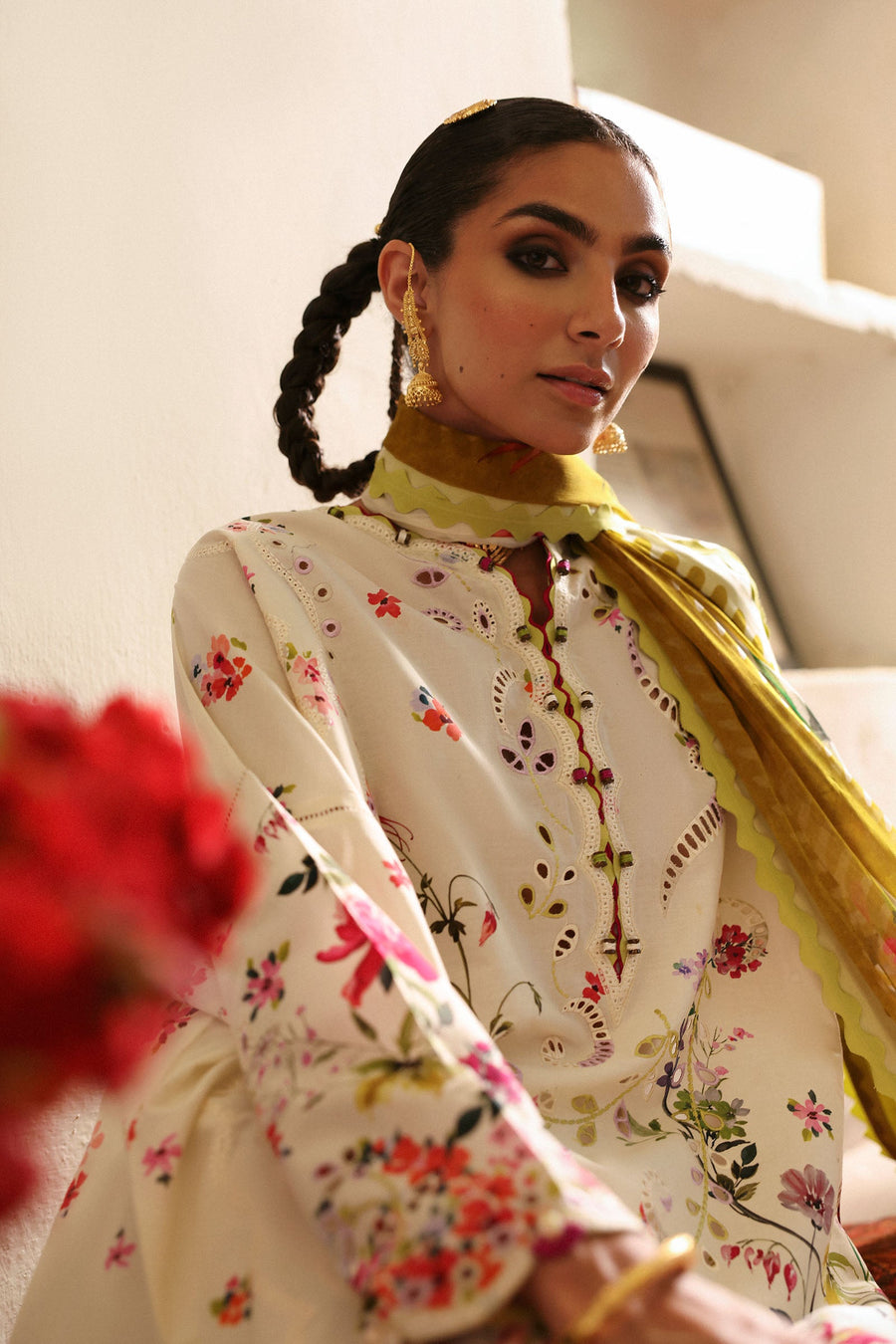 ZAHA Festive Embroidered Lawn Unstitched 3Pc Suit ZF-25-10 CHANDNI