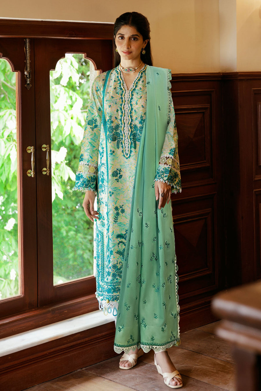 ZAHA by Khadijah Shah Festive Lawn Unstitched 3Pc Suit ZF23-09 SENA