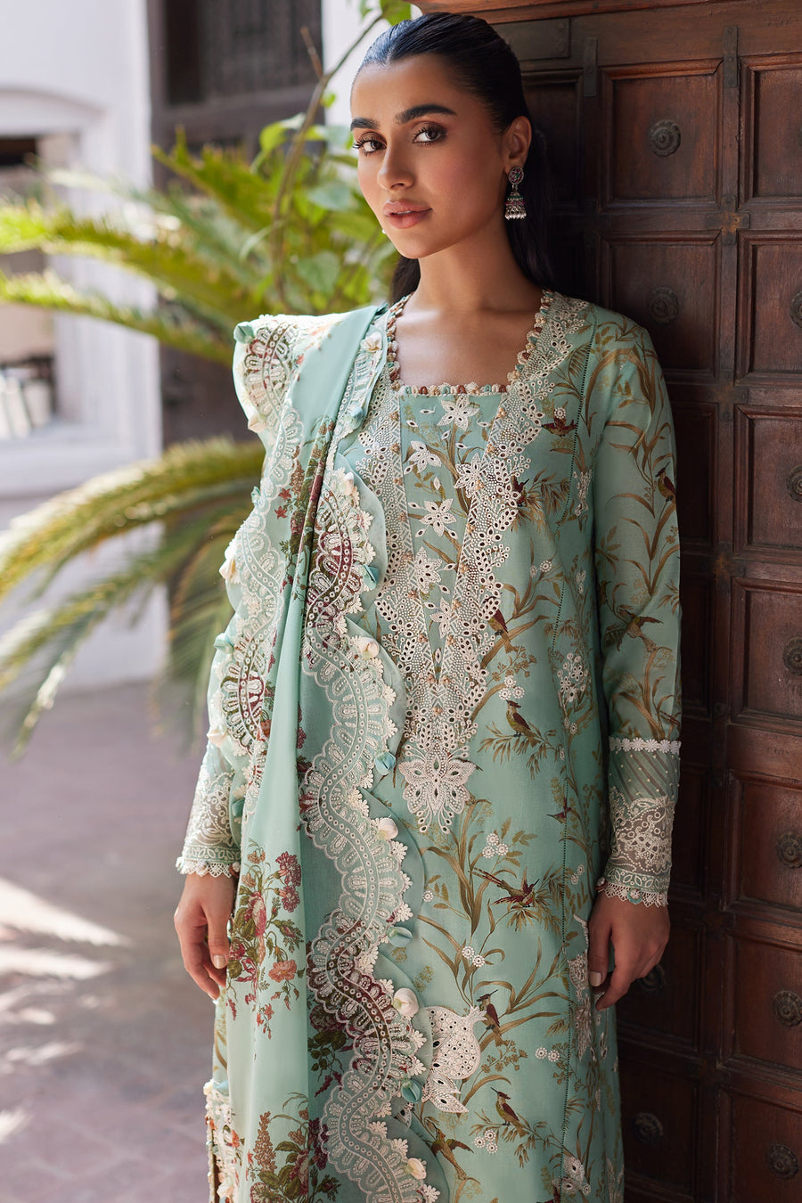 ZAHA Festive Embroidered Lawn Unstitched 3Pc Suit ZF24-04 MEHR
