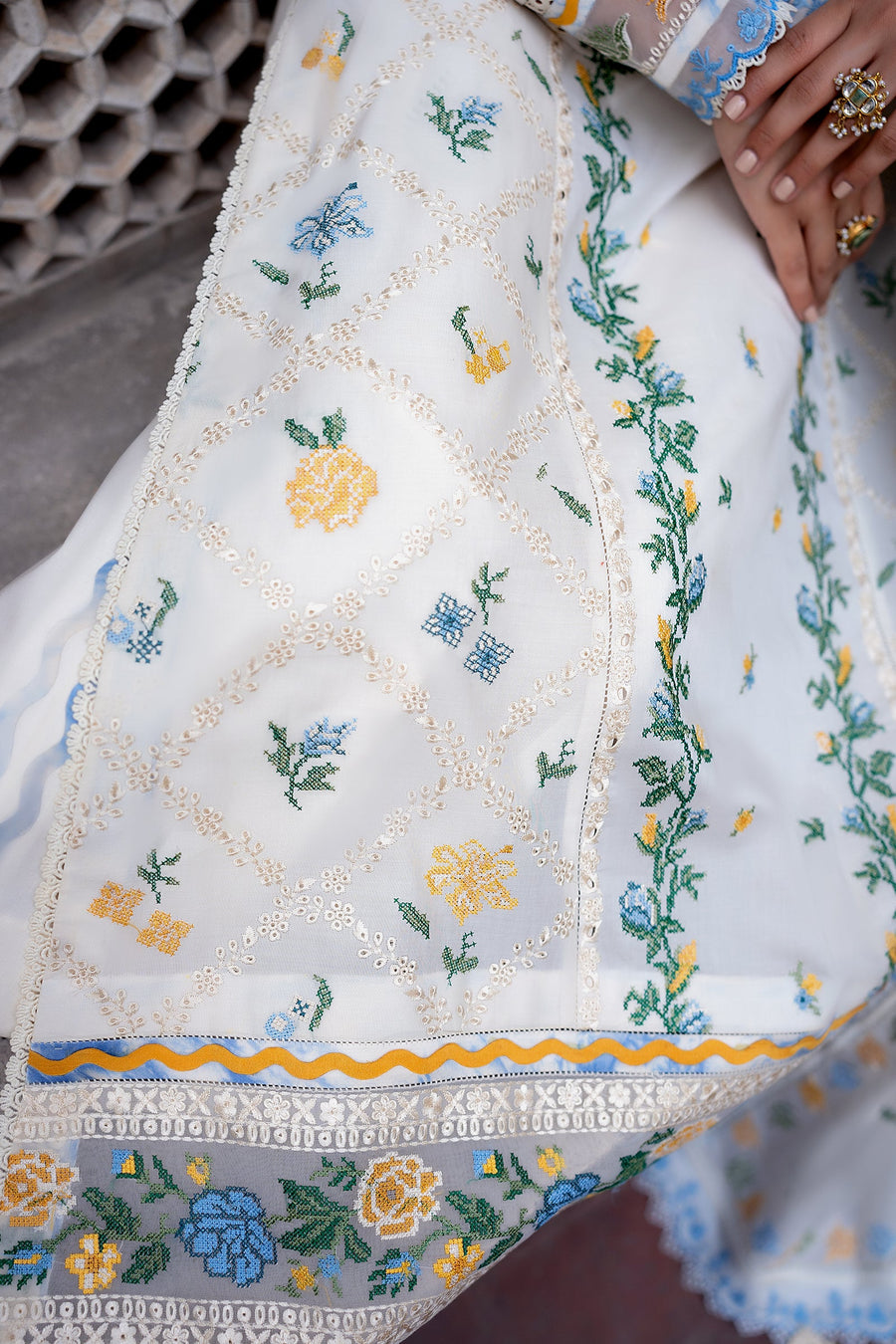 ZAHA Festive Embroidered Lawn Unstitched 3Pc Suit ZF24-08 LEYA