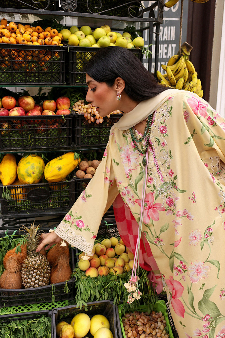 Wildflower by ZAHA Embroidered Lawn Unstitched 3Pc Suit ZF26-01 HIMALAYAN BELL MIST