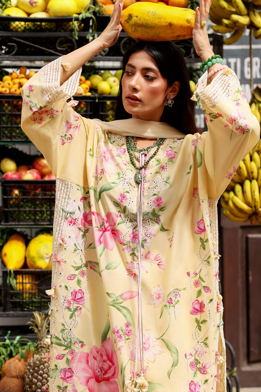 Wildflower by ZAHA Embroidered Lawn Unstitched 3Pc Suit ZF26-01 HIMALAYAN BELL MIST