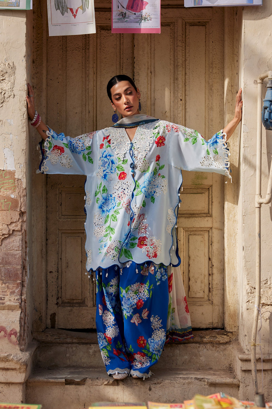 Wildflower by ZAHA Embroidered Lawn Unstitched 3Pc Suit ZF26-02 BLUE POPPY