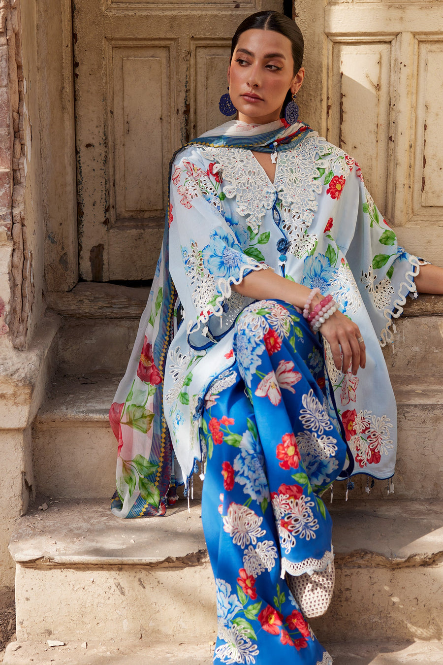 Wildflower by ZAHA Embroidered Lawn Unstitched 3Pc Suit ZF26-02 BLUE POPPY