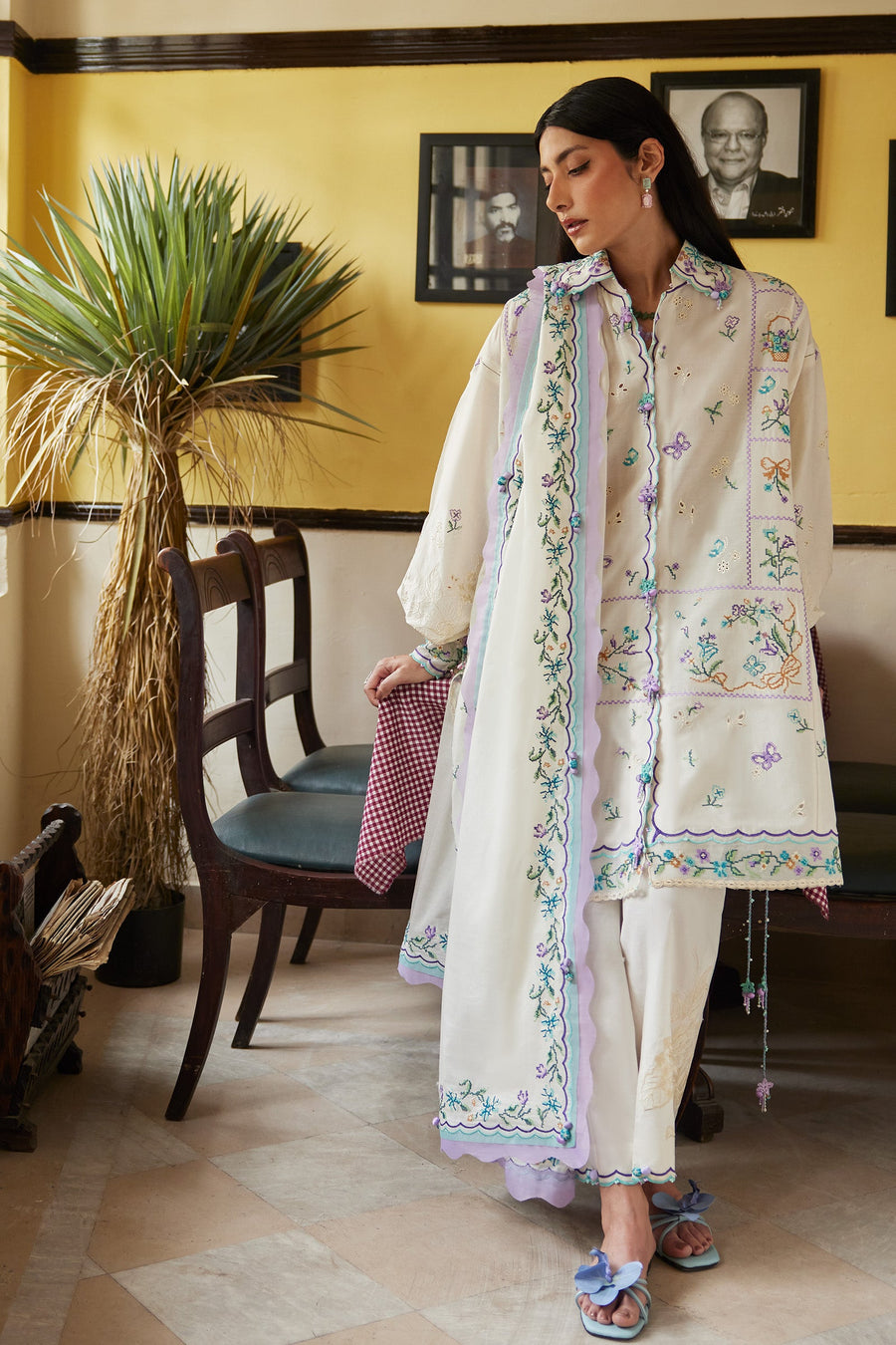Wildflower by ZAHA Embroidered Lawn Unstitched 3Pc Suit ZF26-07 GHOST ORCHID WHISPER