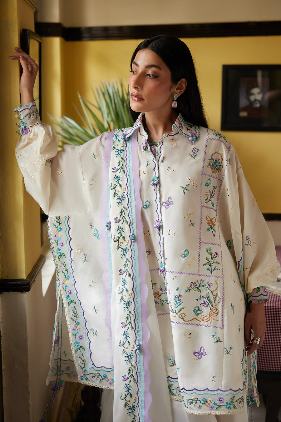 Wildflower by ZAHA Embroidered Lawn Unstitched 3Pc Suit ZF26-07 GHOST ORCHID WHISPER