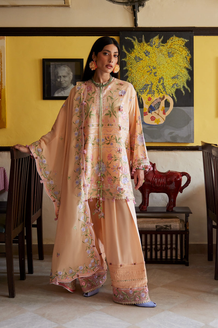Wildflower by ZAHA Embroidered Lawn Unstitched 3Pc Suit ZF26-09 APRICOT MALLOW BLOOM