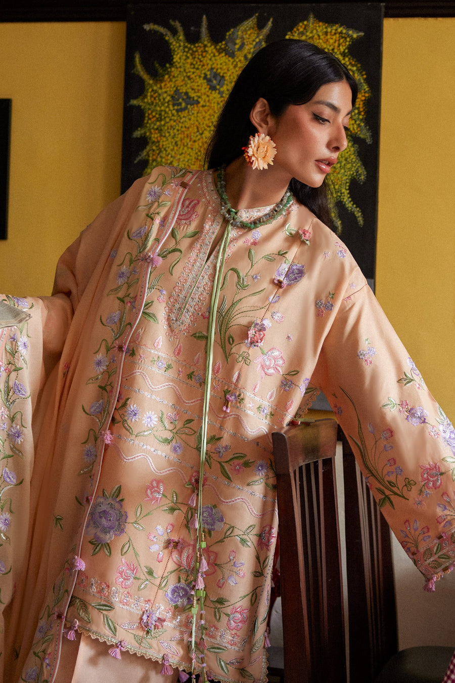 Wildflower by ZAHA Embroidered Lawn Unstitched 3Pc Suit ZF26-09 APRICOT MALLOW BLOOM