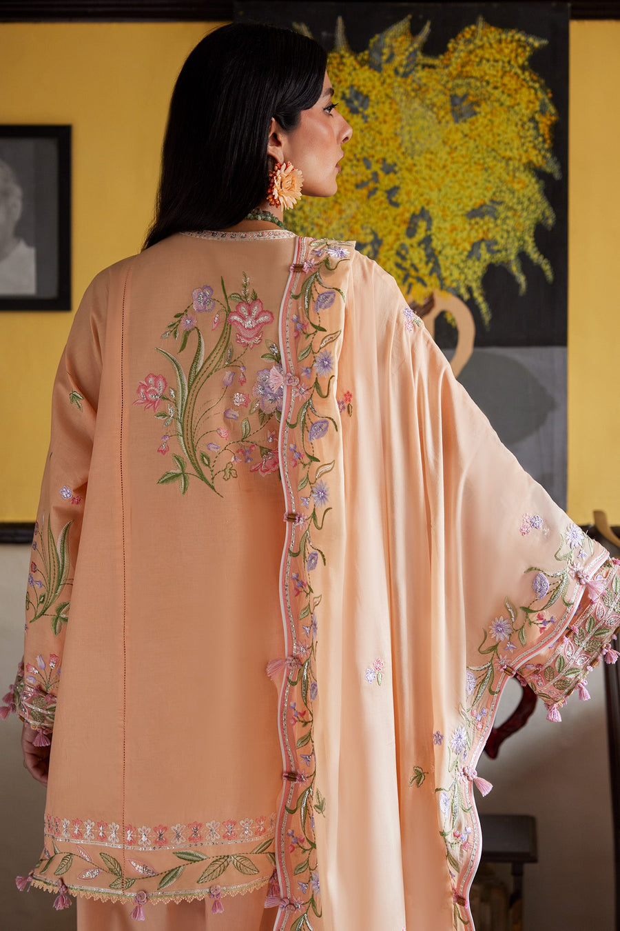 Wildflower by ZAHA Embroidered Lawn Unstitched 3Pc Suit ZF26-09 APRICOT MALLOW BLOOM