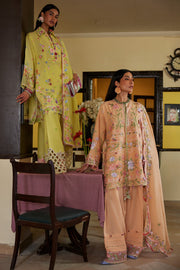 Wildflower by ZAHA Embroidered Lawn Unstitched 3Pc Suit ZF26-09 APRICOT MALLOW BLOOM