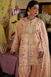 Wildflower by ZAHA Embroidered Lawn Unstitched 3Pc Suit ZF26-09 APRICOT MALLOW BLOOM