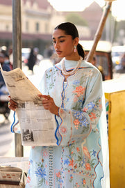 Wildflower by ZAHA Embroidered Lawn Unstitched 3Pc Suit ZF26-10 FORGET ME NOT BREEZE