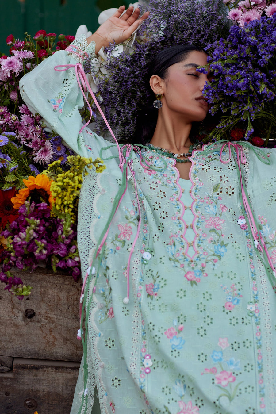 Wildflower by ZAHA Embroidered Lawn Unstitched 3Pc Suit ZF26-12 JADE VINE REVERIE