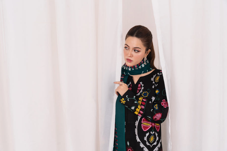 Feathers Fully Embroidered Dhanak Unstitched 3Pc Suit ZIVREL-FT556