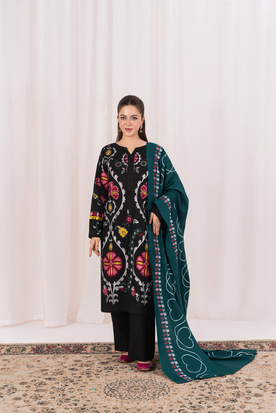 Feathers Fully Embroidered Dhanak Unstitched 3Pc Suit ZIVREL-FT556