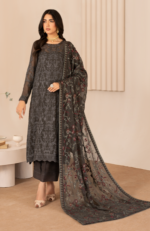 Zarif Thread Works Embroidered Chiffon Unstitched 3Pc Suit ZL-01 FAHIMA